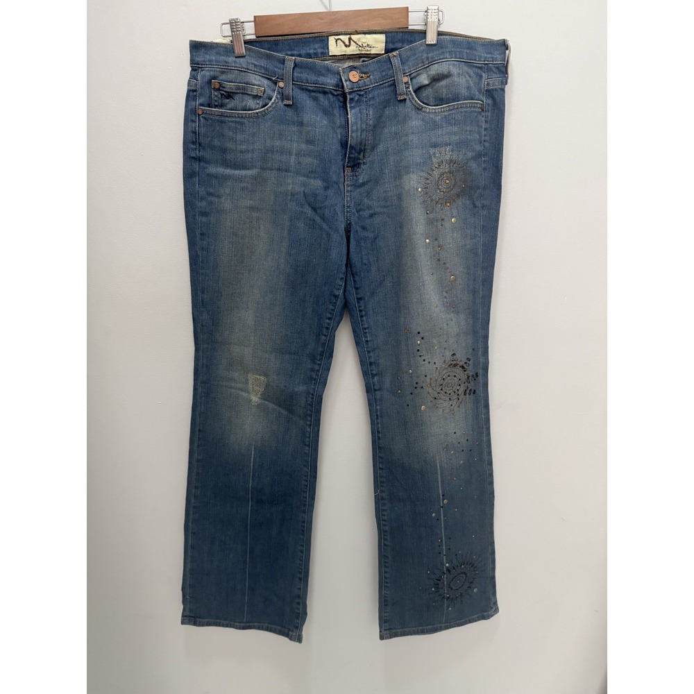 Manhattan Blues Vintage Embellished Distressed Straight Leg Jeans Size 14